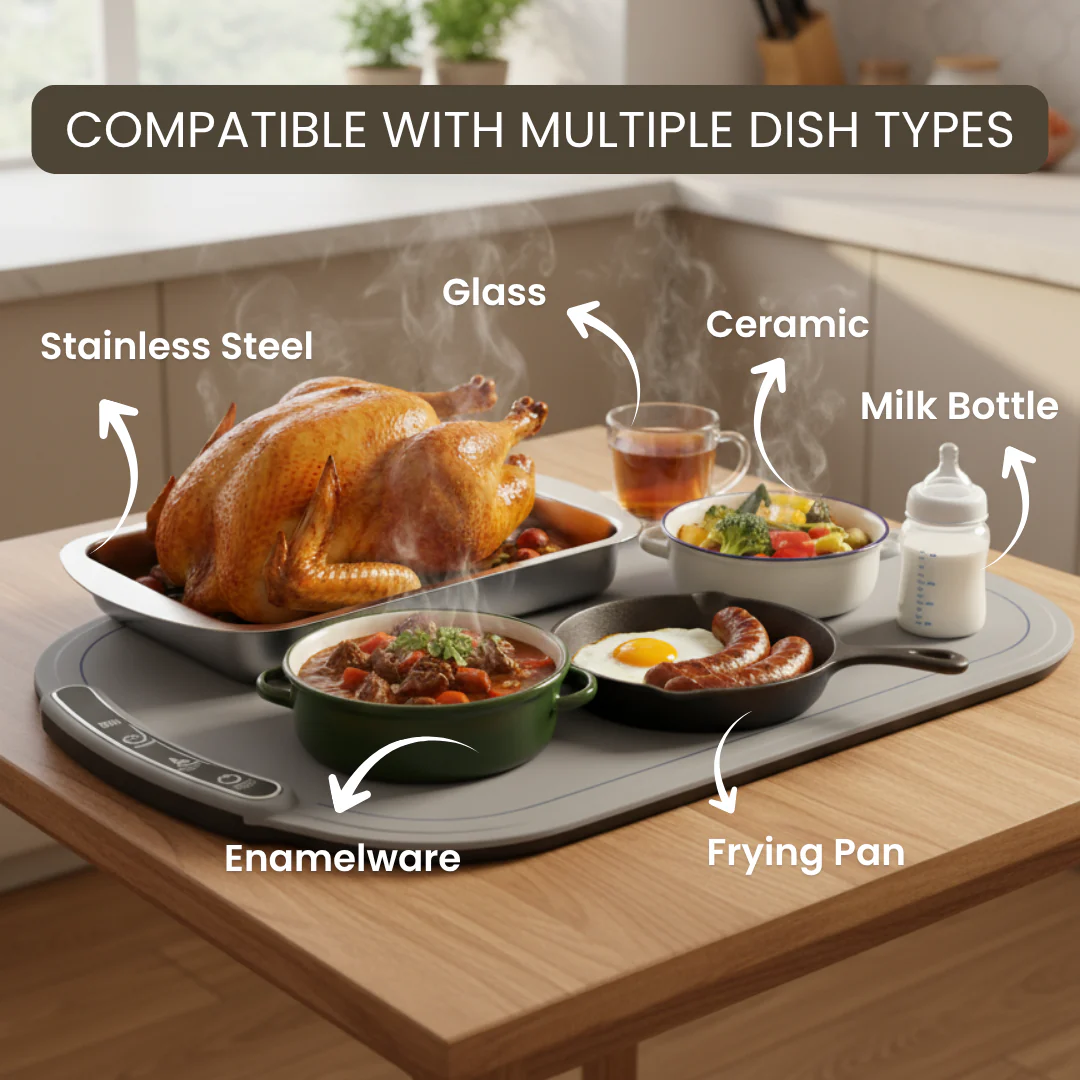 Heated Food Mat™ – No More Cold Meals